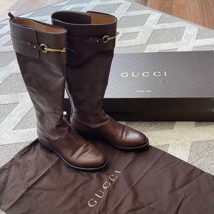 Brown Gucci Tall Riding Boots